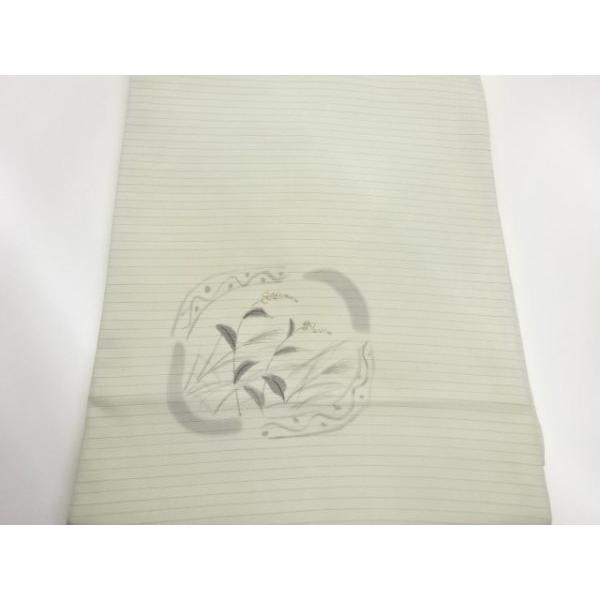 ys7834323; 宗sou 絽塩瀬紙布手描き四角に草葉模様刺繍名古屋帯【着