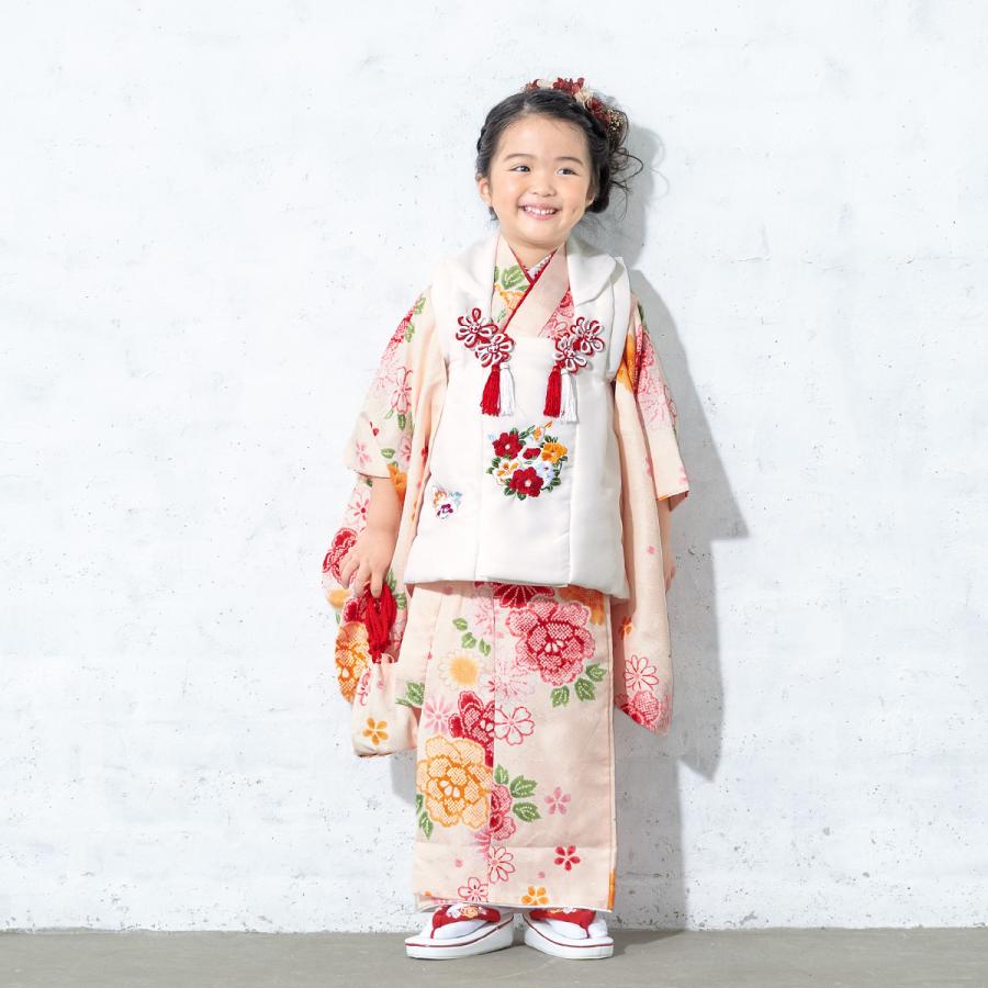 七五三 着物 3歳 販売 女の子 三歳 着物セット 被布セット 白 七五三 着物 3歳 販売 女の子 三歳 着物セット 被布セット 白