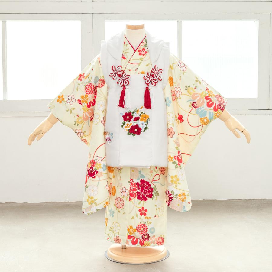 七五三 着物 3歳 販売 女の子 三歳 着物セット 被布セット 白 七五三 着物 3歳 販売 女の子 三歳 着物セット 被布セット 白
