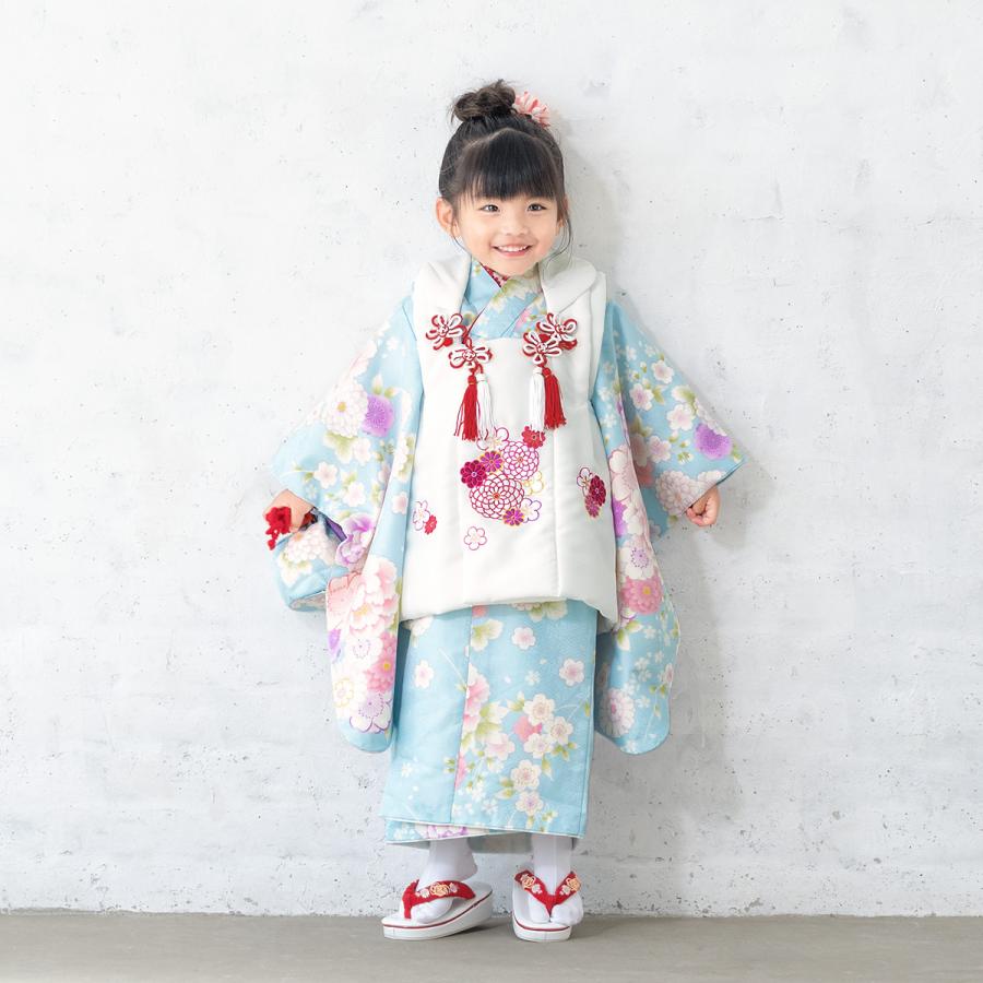 七五三 着物 3歳 販売 女の子 三歳 着物セット 被布セット 白 七五三 着物 3歳 販売 女の子 三歳 着物セット 被布セット 白