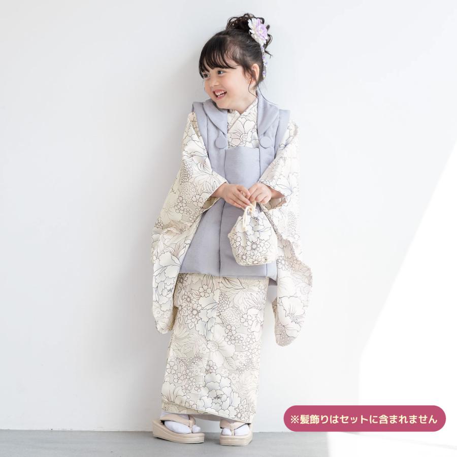 七五三 着物 3歳 販売 女の子 三歳 着物セット 被布セット 灰色 七五三 着物 3歳 販売 女の子 三歳 着物セット 被布セット 灰色