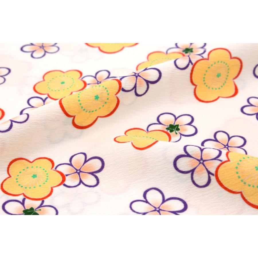 SOUBIEN（創美苑） 帯揚げ 日本の絹 白 ホワイト 黄色 イエロー 梅 花