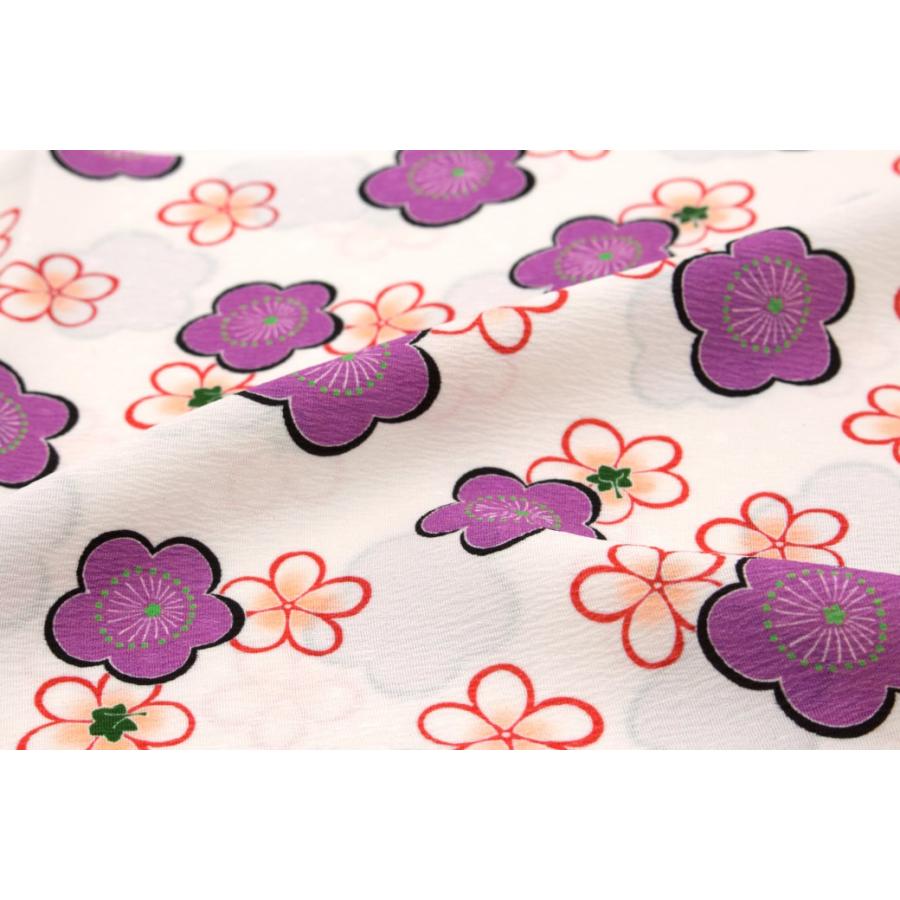 SOUBIEN（創美苑） 帯揚げ 日本の絹 白 ホワイト 紫色 パープル 梅 花