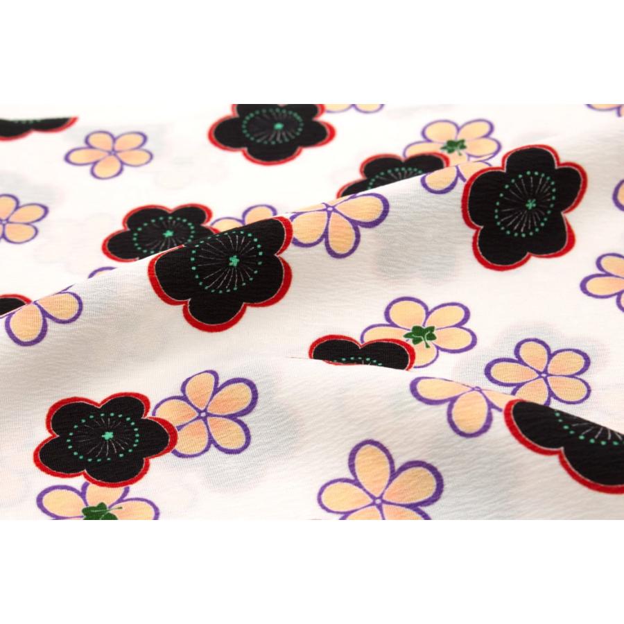 SOUBIEN 帯揚げ 日本の絹 白 ホワイト 黒 ブラック 梅 花 正絹 丹後