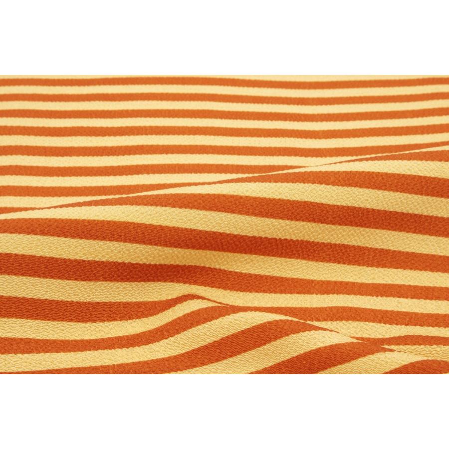 SOUBIEN 帯揚げ 黄色 イエロー 橙色 オレンジ 縞 ボーダー 正絹