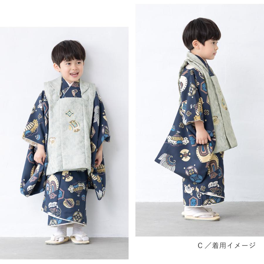 SOUBIEN（創美苑） 七五三 着物 3歳 男の子 着物セット 被布 襦袢 草履