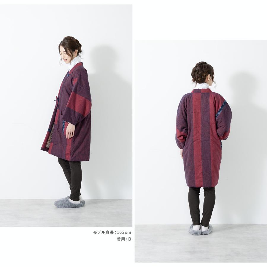 ハンドメイド 赤紫色 波模様 ロングコート