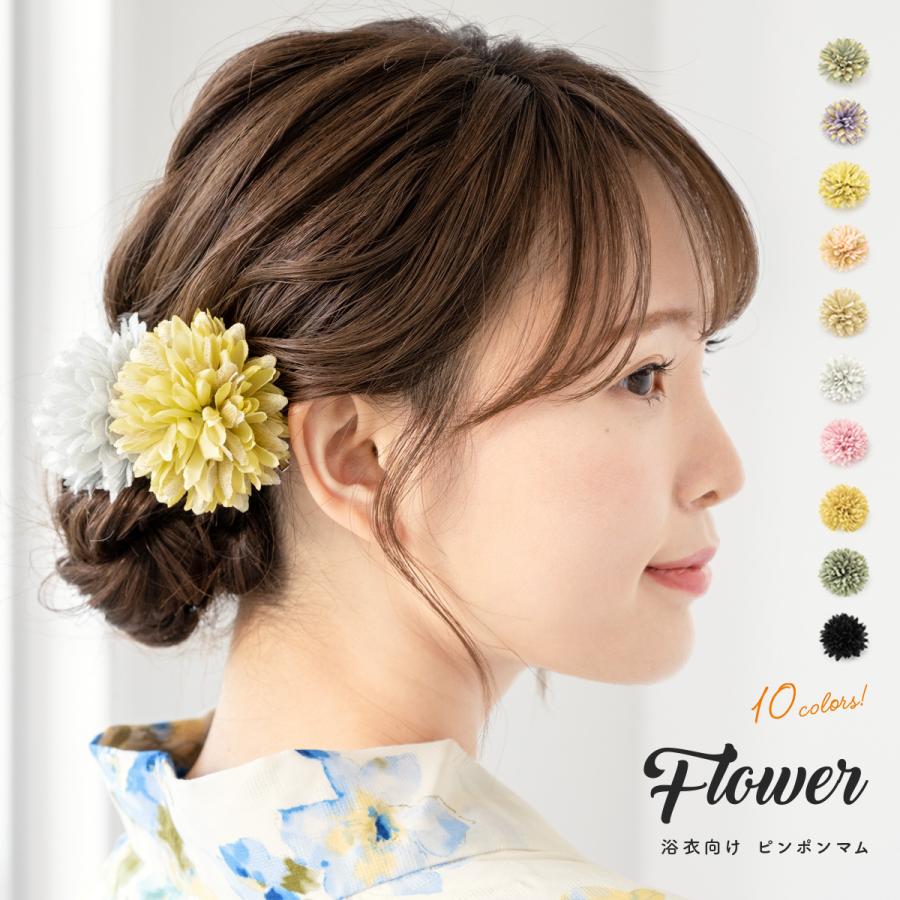 270　ヘアーアクセサリー　大きいお花もこもこクリップ　イエロー