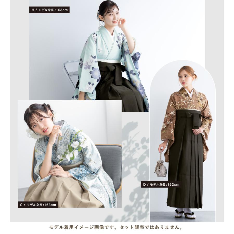 二尺袖着物 単品 レディース 女性 大人 卒業式 袴 小振袖 袴用 紺 緑 水色 青 茶色 白 黒 ベージュ 牡丹 桜 菊 藤 雪輪 花柄 ショート丈 重ね衿付きの画像