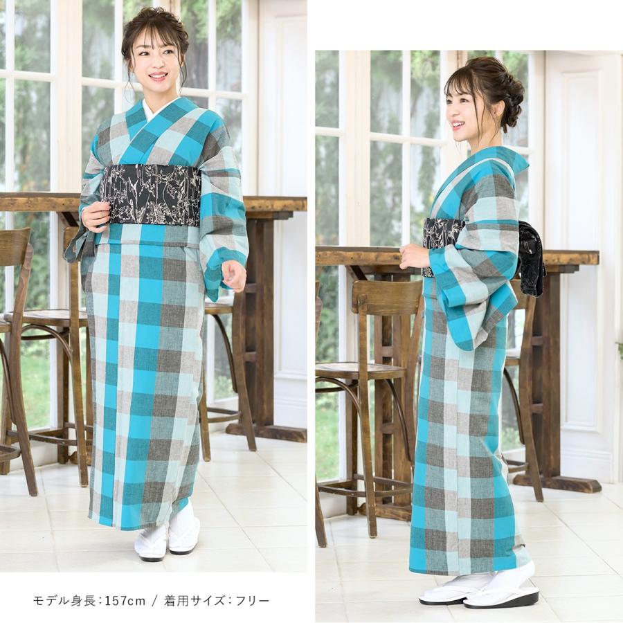 洗える着物 木綿着物 レディース 伊勢木綿 天然素材 ブロックチェック 単衣 カラフル 格子 綿 カジュアル 単品 仕立て上がり フリー 送料無料 Assort Pt0003 きもの館 創美苑 通販 Yahoo ショッピング