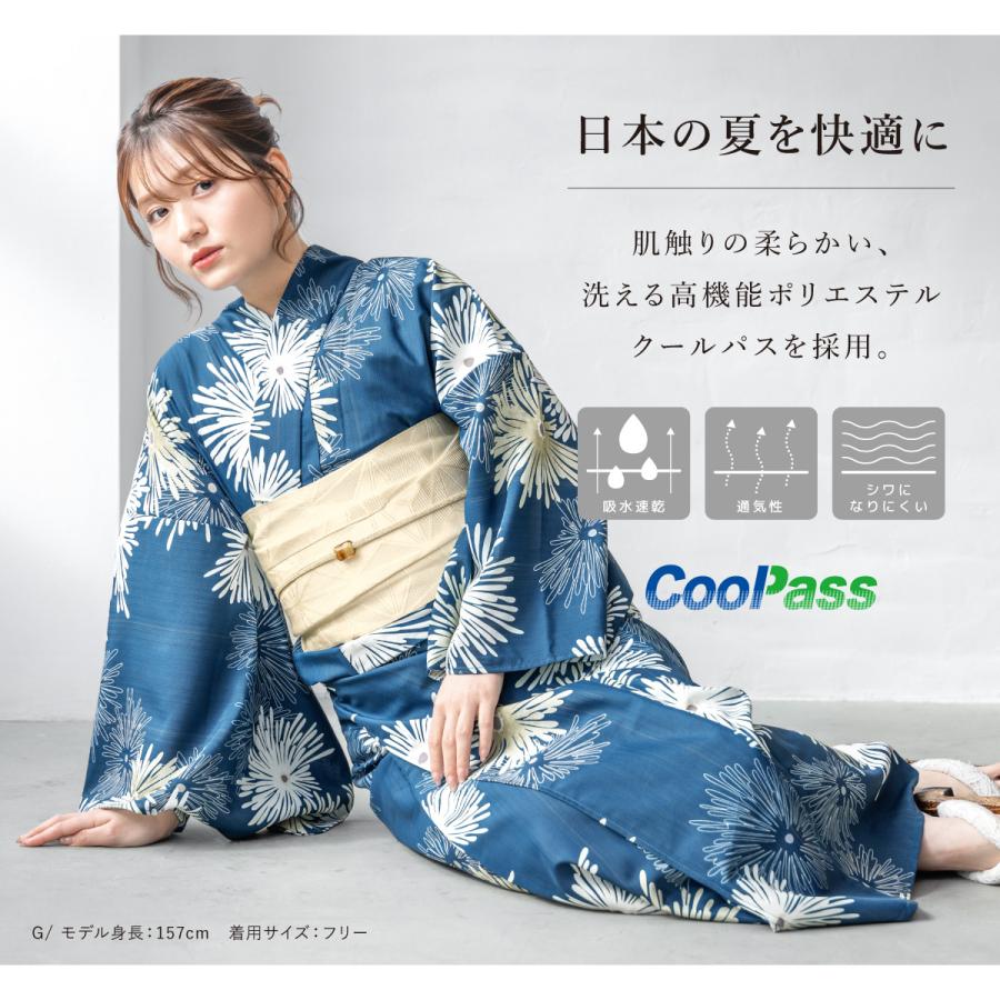 浴衣 セット レディース セパレート浴衣 二部式 夏 浴衣セット 半幅帯 floro 吸水速乾 簡単 レディース浴衣 ゆかた ユカタ yukata モダン レトロ フリー_3