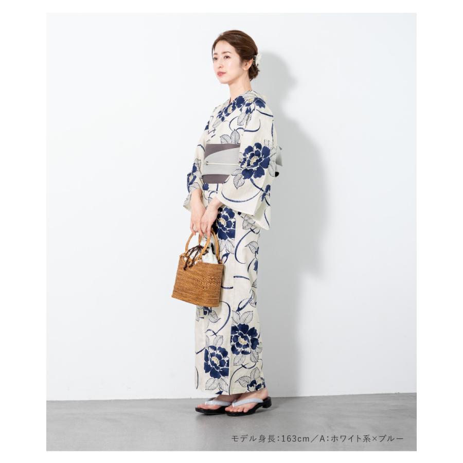 SOUBIEN（創美苑） 浴衣 レディース 単品 大人 白系 ベージュ系 椿