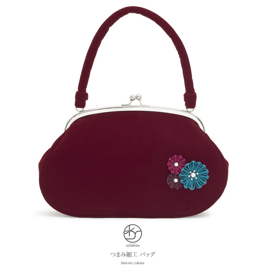 SOUBIEN（創美苑） 成人式 バッグ 単品 がま口バッグ あとりえ座 濃赤