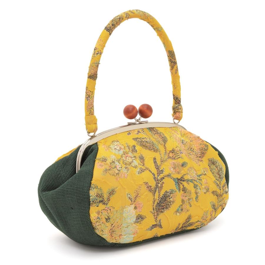 和柄金襴【ハンドメイド】がま口バッグ　#B187 まめうみカフェ｜日本製オリジナル刻印口金使用 がま口ショルダー