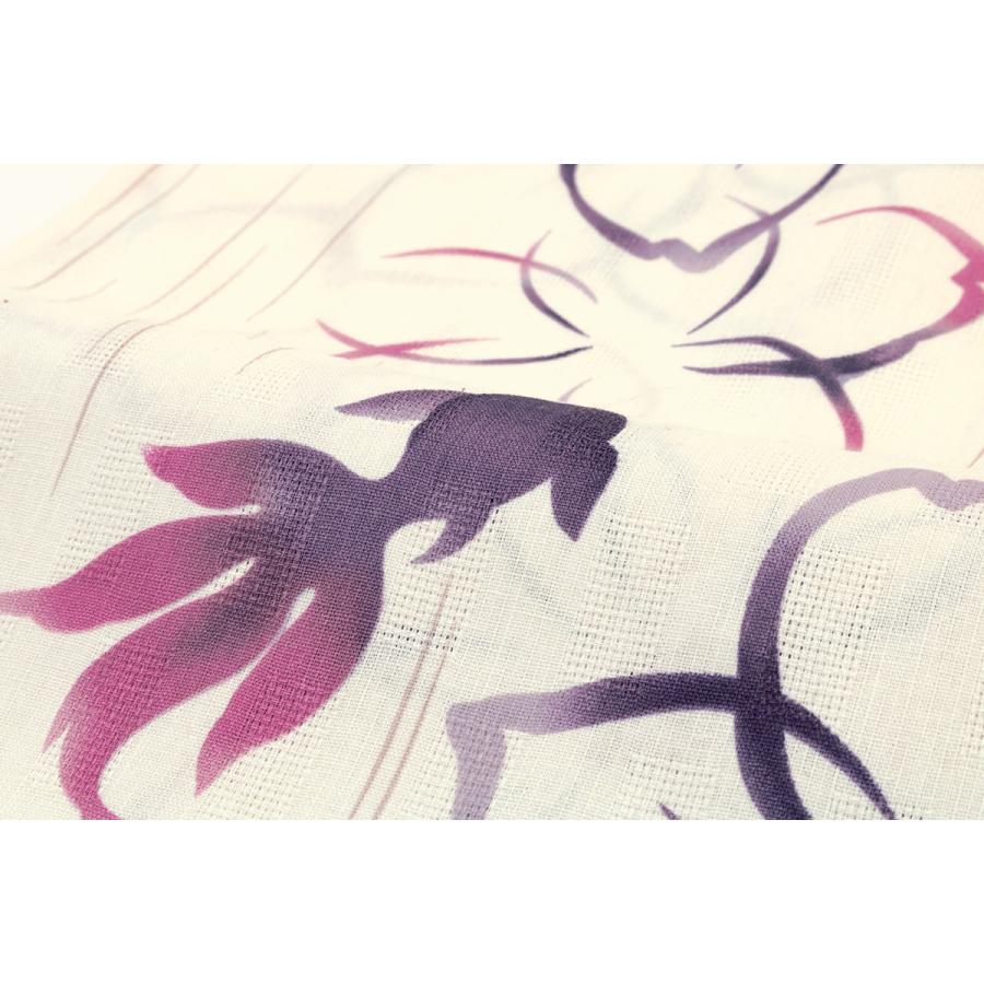 浴衣 レディース bonheur saisons ボヌールセゾン 白系 アイボリー 紫 桜 サクラ 花 フラワー 雨縞 金魚 綿 変わり織り 夏祭り 花火大会 女性用 仕立て上がり【送料無料】 bonheur saisons（ボヌールセゾン） 浴衣 レディース 白系 アイボリー