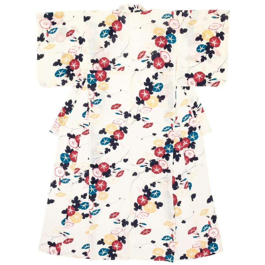 浴衣 レディース bonheur saisons ボヌールセゾン 白系 アイボリー 赤 朝顔 アサガオ 花 綿 紅梅織り 夏祭り 花火大会 女性用 仕立て上がり bonheur saisons（ボヌールセゾン） 浴衣 レディース 白系 アイボリー