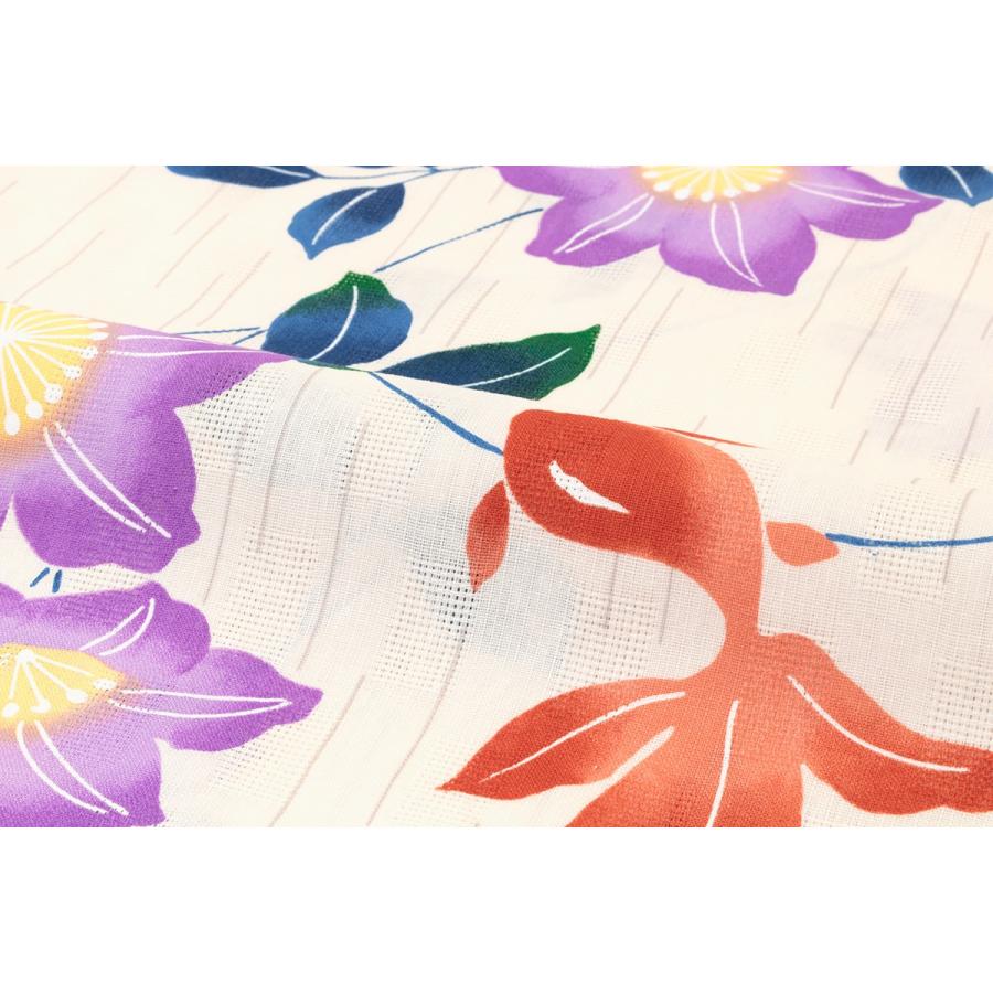 bonheur saisons（ボヌールセゾン） 浴衣 レディース 白系 紫 鉄線花