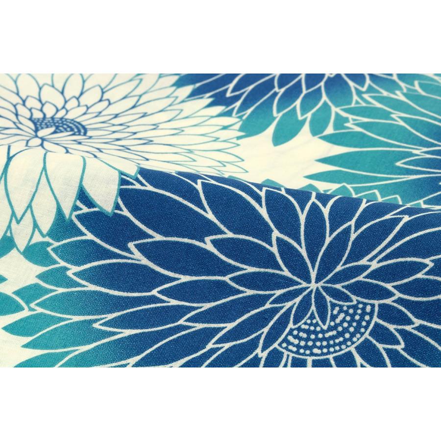 浴衣 レディース 青緑系 ターコイズブルー 白 オフホワイト 菊 花 フラワー 綿 単品 夏祭り 花火大会 女性用 仕立て上がり Brand1262ok 3076 きもの館 創美苑 通販 Yahoo ショッピング