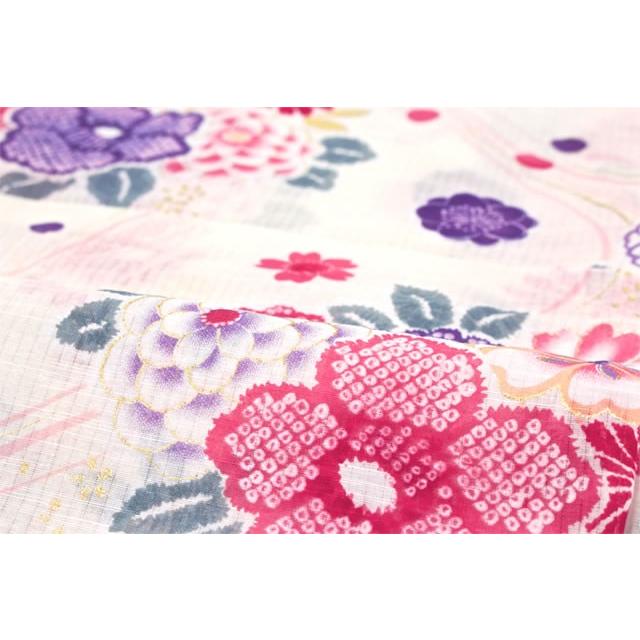 柔らかい 浴衣 レディース 単品 Bonheur Saisons ボヌールセゾン 白 アイボリー ピンク カラフル 花 レトロ柄 ラメ 綿 女性用 50 Off Www Royalheritage Jo