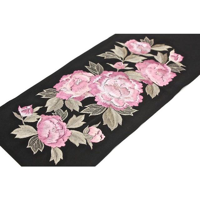 半襟 刺繍 黒 振袖 成人式 半衿 大牡丹刺繍 日本製 シルドール大柄刺繍衿 SOUBIEN（創美苑） 半襟 刺繍 振袖 半衿 成人式 大牡丹刺繍 シルドール