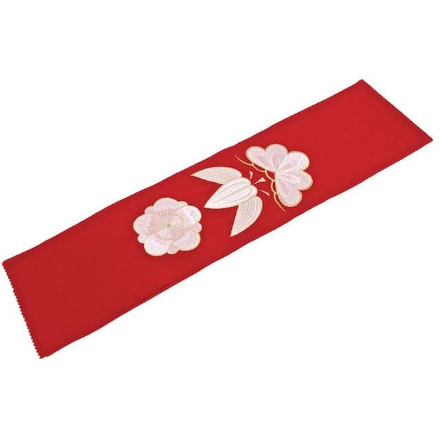 SOUBIEN（創美苑） 半襟 刺繍 振袖 半衿 成人式 赤 レッド 松竹梅 鬼