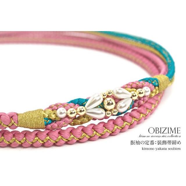 新品！帯締め　ピンク　振袖 楽天市場】振袖用 飾り付 3連梅 帯締め ピンク 帯締 おびじめ