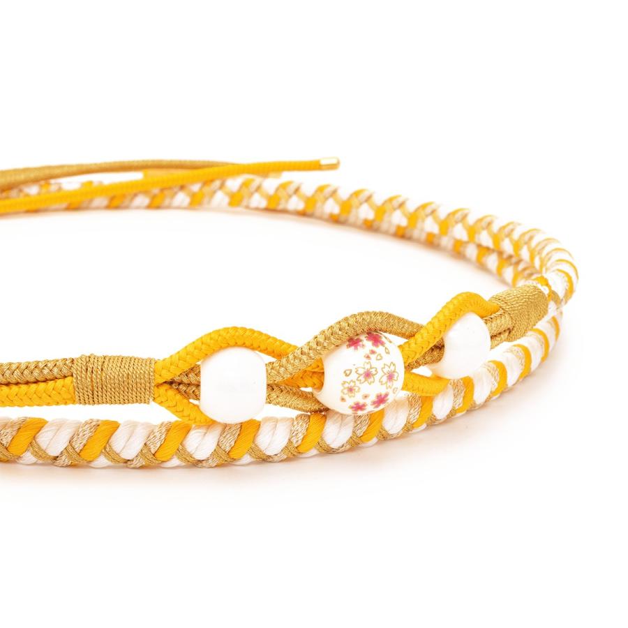 帯締め 振袖用 成人式 振袖 深緑 白 トンボ玉 フェイクパール 手ぐみ