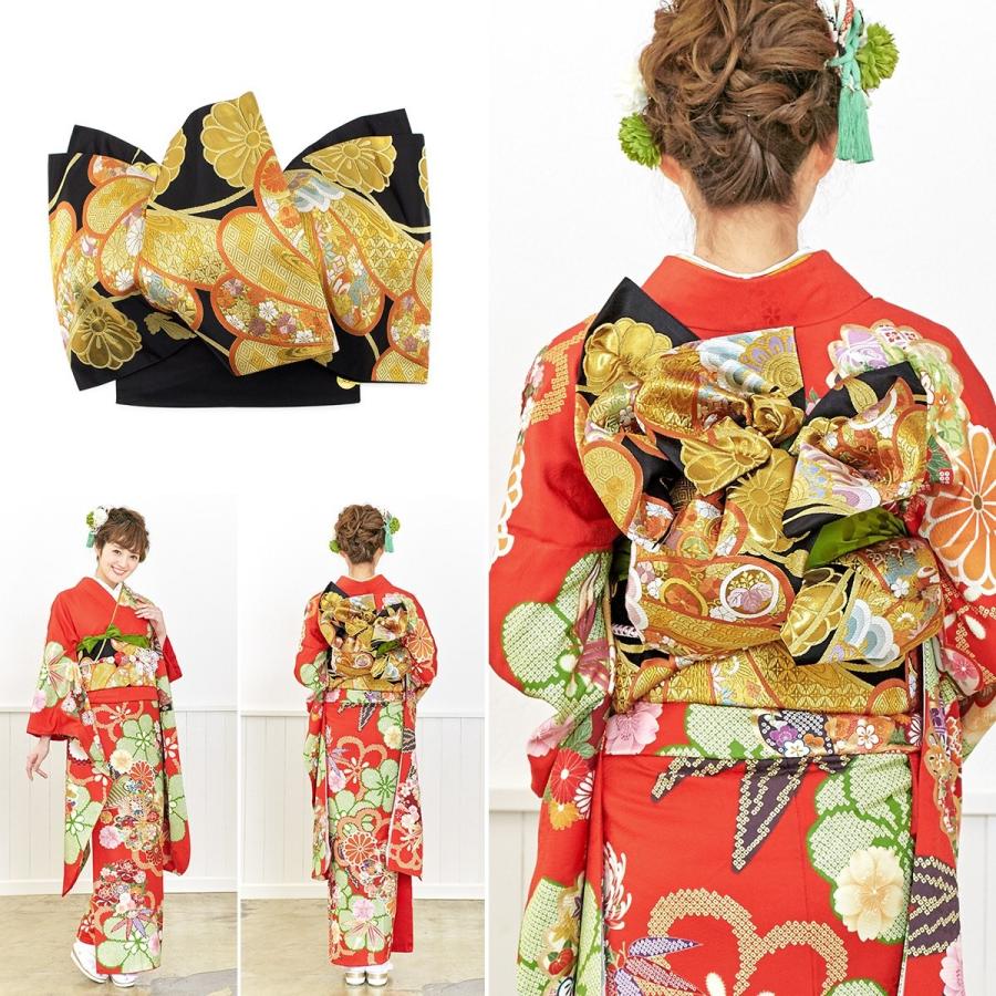振袖セット 赤系 金色 桜 梅 花 鹿の子 松 絵羽柄 正絹 西陣織 振袖セット 赤系 金色 桜 梅 花 鹿の子 松 絵羽柄 正絹 西陣織