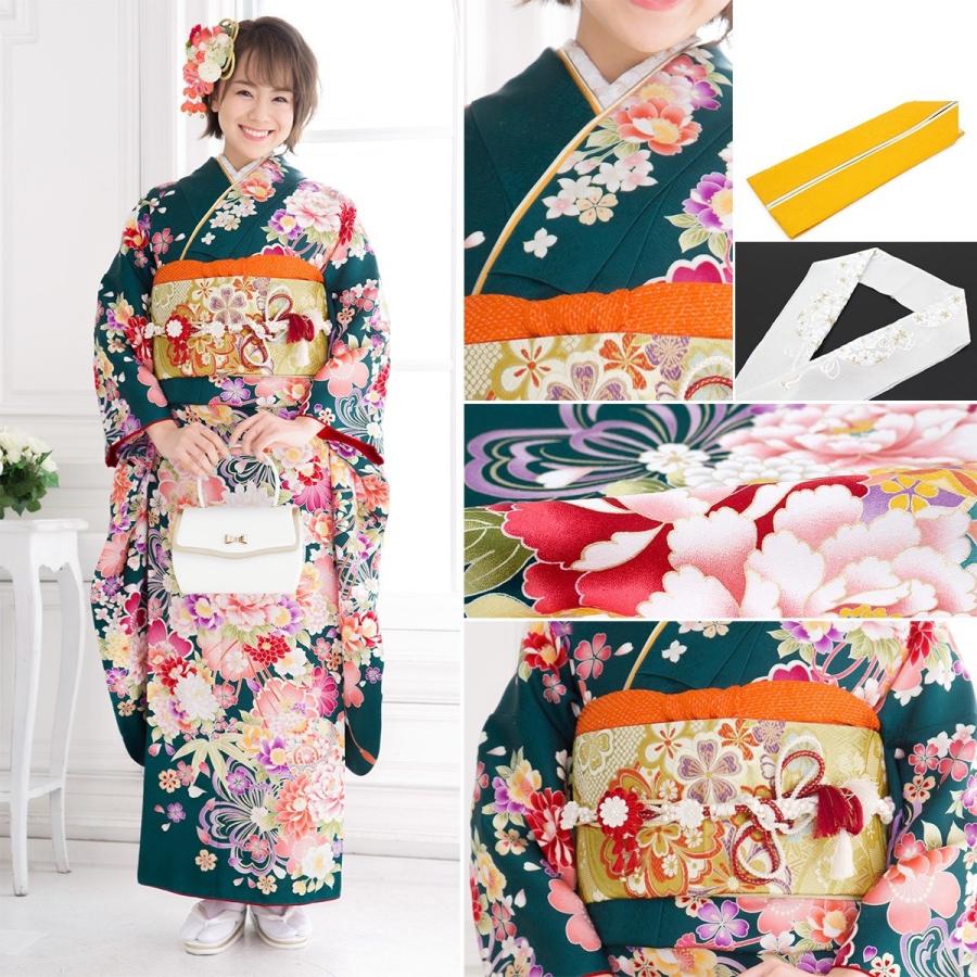 振袖フルセット パールホワイト×グリーン 梅柄 金駒刺繍 最高級古典柄振袖 関芳/最高級金駒金彩刺繍友禅 白金 桜柄 キラキラ