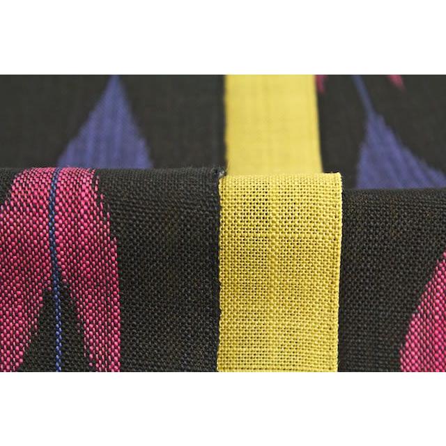 半幅帯 モダン 浴衣 小紋 夏着物 黒 黄色 おび工房 矢羽根 伝統工芸士