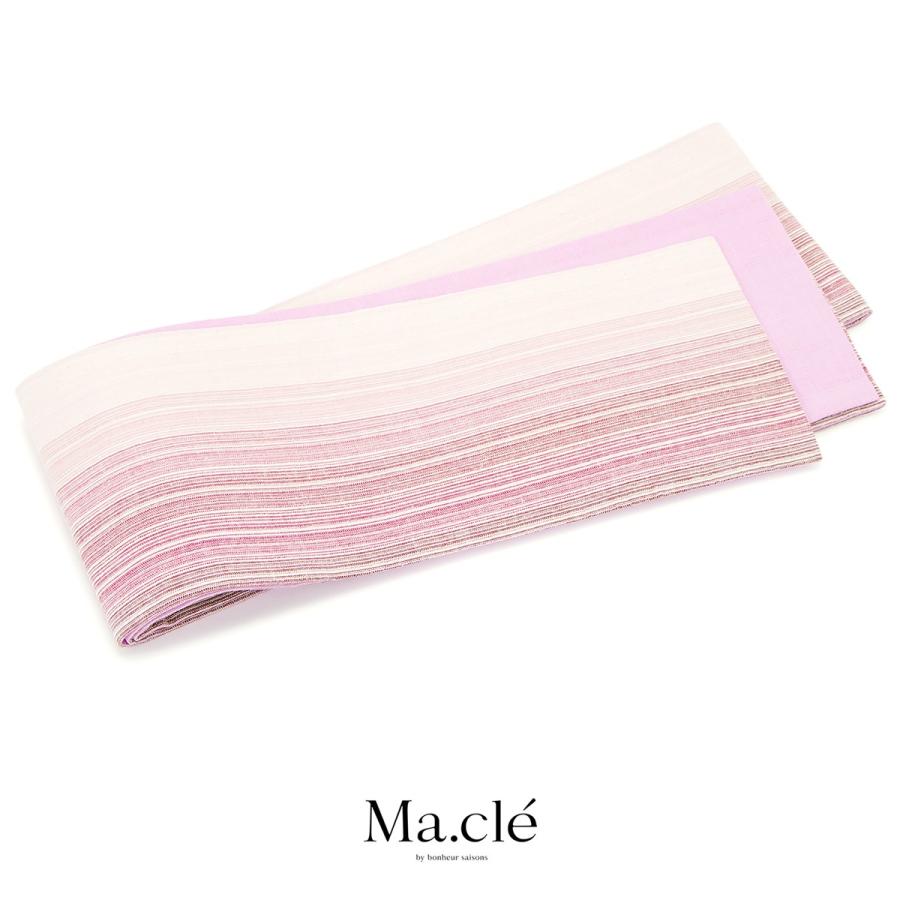 半幅帯 Macle マクレ 創美苑オリジナル 赤系 レッド ピンク 薄紫色  