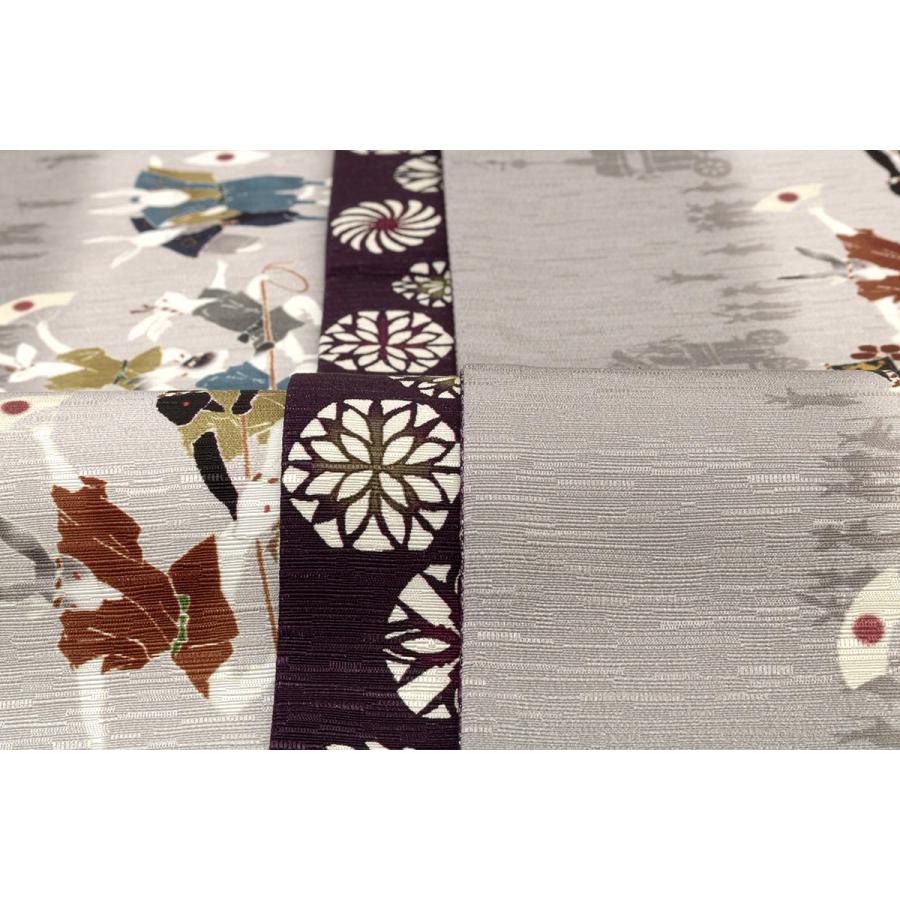 半幅帯 正絹 モダン リバーシブル WA・KKA 浴衣 夏 両面 2way 灰色系