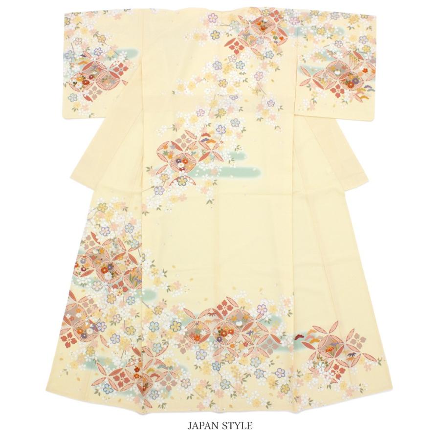 訪問着 ブランド JAPAN STYLE 薄黄色 イエロー クリーム 桜 菊 橘 撫子 