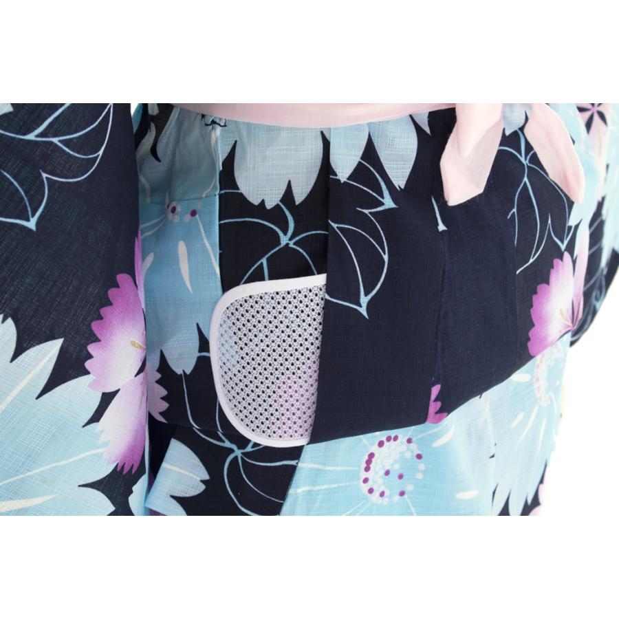 Buruburu　フルセット　きもの青　　簡単半襟　小物セット7282 long＊tiny flowers＊切嵌風 ブルー 小紋着物 A869 | kimono tento