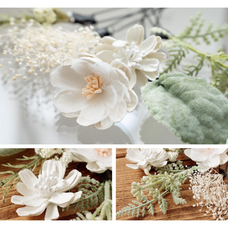 SOUBIEN（創美苑） 成人式 髪飾り 白 オフホワイト 緑 ドライフラワー