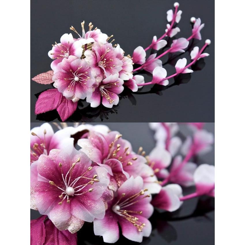 SOUBIEN（創美苑） 髪飾り 成人式 花 フラワー 卒業式 袴 振袖 赤紫 桜