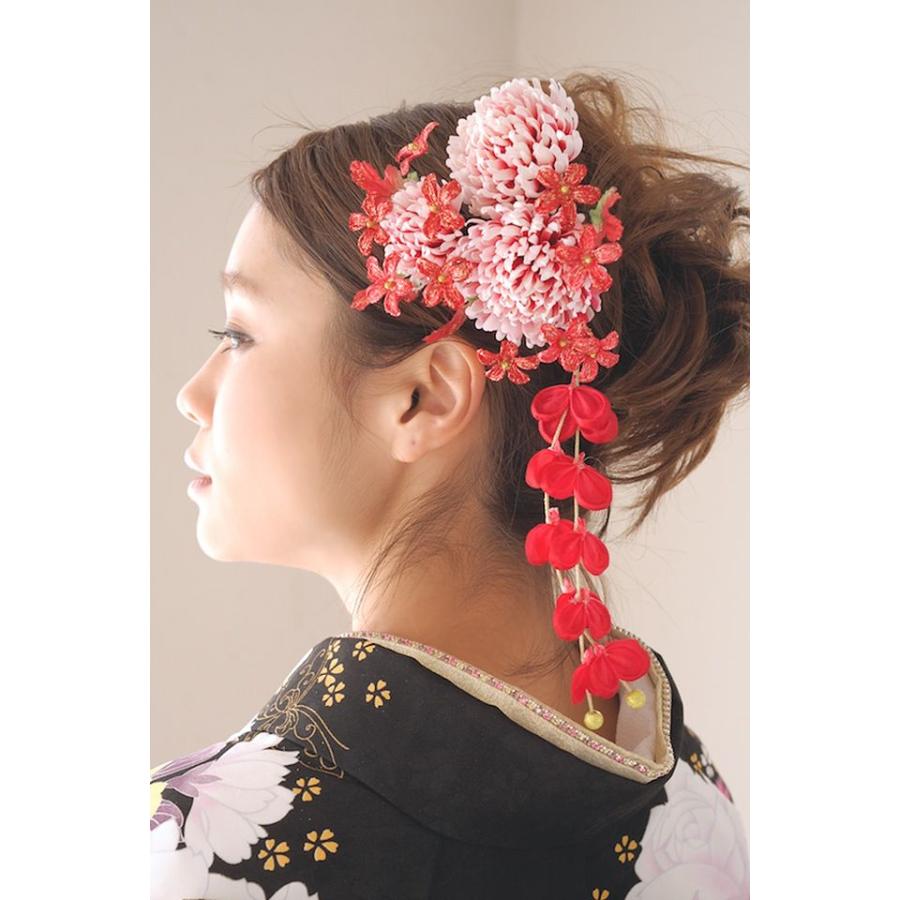 セットアップ レッド フラワー 花 卒業式袴髪飾り 成人式振袖髪飾り 髪飾り 菊 ブラ かんざし 髪飾り Pathwaysfl Org