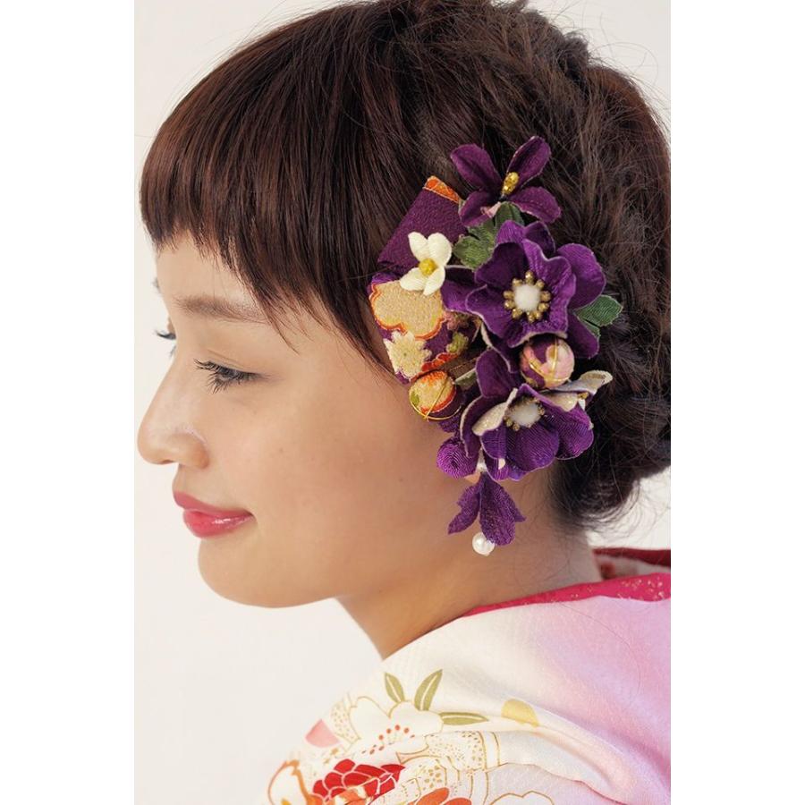 成人式 髪飾り 紫 2点セット 振袖 卒業式 袴 花 フラワー 和柄 和風 