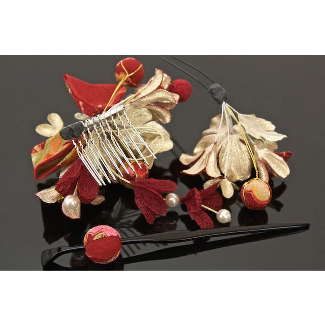 SOUBIEN（創美苑） 成人式 髪飾り 赤 3点セット 振袖 卒業式 袴 花