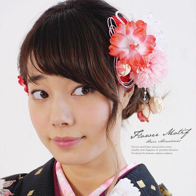 成人式 髪飾り 成人式の髪飾り ２点セット 卒業式 振袖 浴衣 はかま 花 フラワー 赤 ラメ パールビーズ 和柄 ブラ飾り ふりそで ゆかた 髪留め 髪かざり 振り袖 ヘアアクセサリー 和装 SOUBIEN（創美苑） 髪飾り 成人式 2点セット 振袖 花 フラワー 赤 ラメ