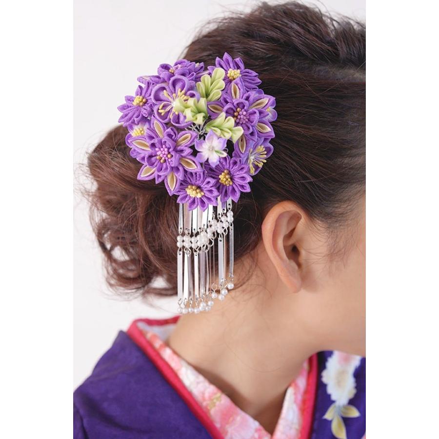 SOUBIEN（創美苑） 髪飾り つまみ細工 かんざし 紫 成人式 花 フラワー