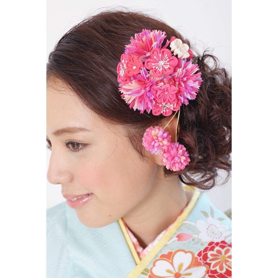 ピンク 花柄 着物。髪飾り。袴 SOUBIEN（創美苑） 髪飾り 成人式 花 フラワー 卒業式 袴 振袖 ピンク