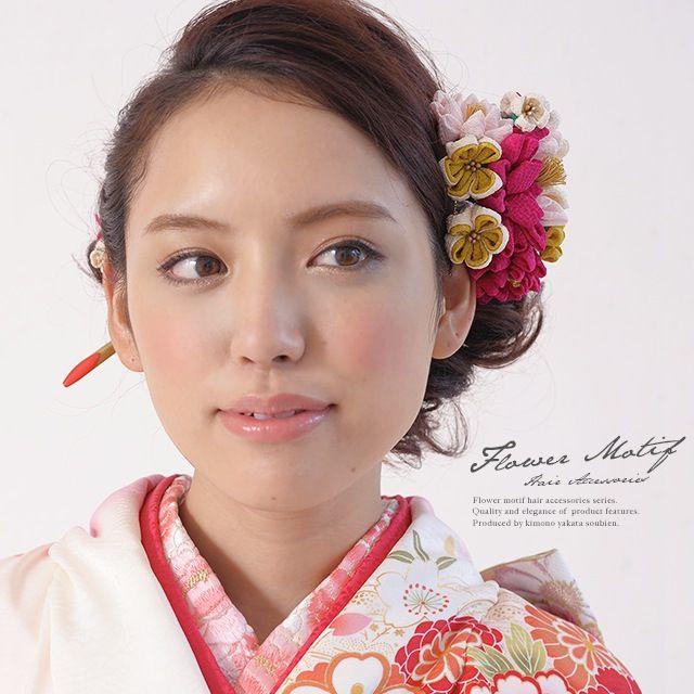 SOUBIEN（創美苑） 髪飾り 成人式 つまみ細工 ピンクマゼンタ 成人式