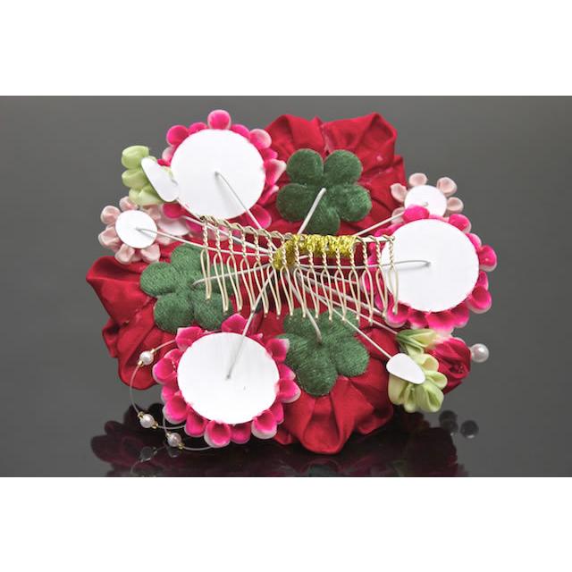 SOUBIEN（創美苑） 成人式 つまみ細工 髪飾り 振袖 菊 薔薇 赤 コーム