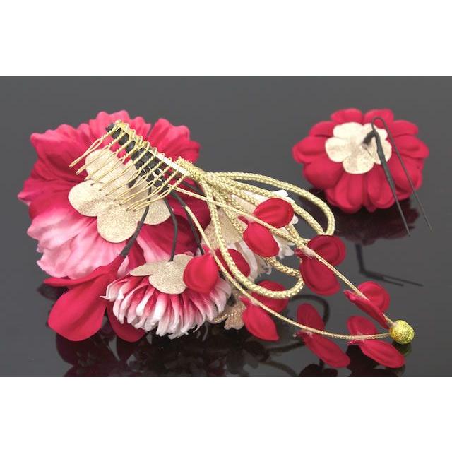 SOUBIEN（創美苑） 髪飾り 成人式 2点セット 牡丹 赤 コーム Uピン