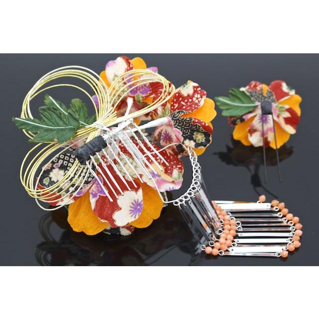 SOUBIEN（創美苑） 髪飾り 2点セット 黄色 イエロー 牡丹 ぼたん 花