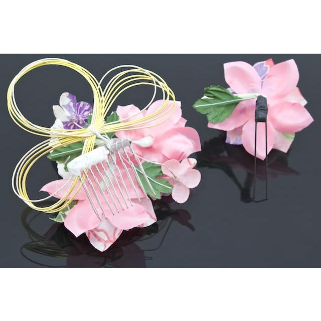 SOUBIEN（創美苑） 髪飾り 2点セット ピンク 花 水引 リボン