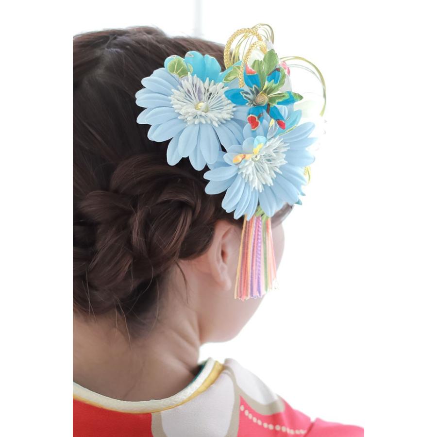 髪飾り 2点セット 水色 ブルー 菊 ガーベラ 花 房紐 水引 ラメ コサージュ 成人式 卒業式 振袖 袴 前撮り 髪留め ヘアアクセサリー 日本製 :kaz5192tw-3247:きもの館 創美苑 通販 新品✨色水引 ブルー 9本 青水色 水引パーツ 卒業式 髪飾り92㎝