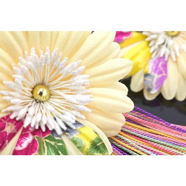 成人式 髪飾り 成人式の髪飾り 2点セット 黄色 イエロー 菊 ガーベラ 花 房紐 水引 ラメ コサージュ 卒業式 振袖 袴 前撮り 髪留め ヘアアクセサリー 日本製 和装 SOUBIEN（創美苑） 髪飾り 2点セット 黄色 イエロー 菊 ガーベラ 花 房