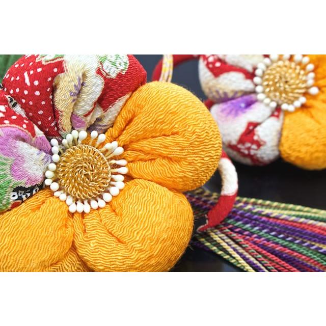 SOUBIEN（創美苑） 髪飾り 2点セット 黄色 イエロー 梅 花 ふさ飾り